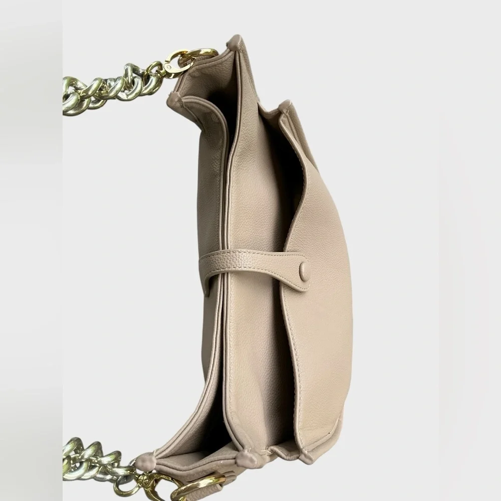 Ahdorned Braided Strap Shoulder Vegan Leather Taupe Minimalist Everyday Purse